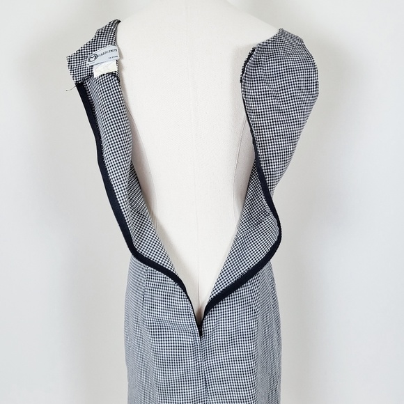 90's Gingham Mini Dress high neck sleeveless checkered plaid modest back zipper - Picture 11 of 11